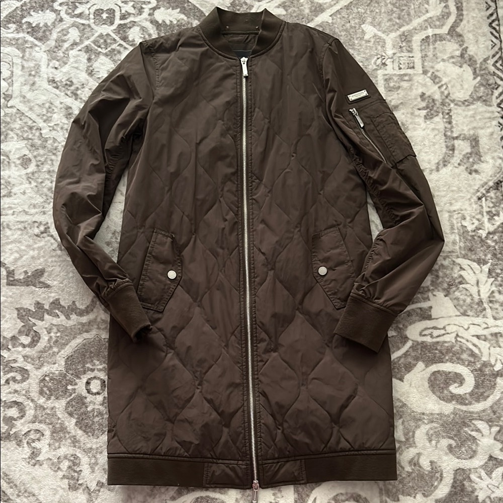 BCBG Max Azria Quilted Long Jacket
